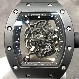 RM055 Skeleton Black Rubber Strap 42mm