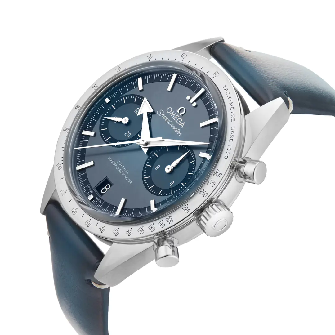 OMEGA Speedmaster '57 40.5mm Blue Dial Chronograph Leather Strap Watch - Image 3