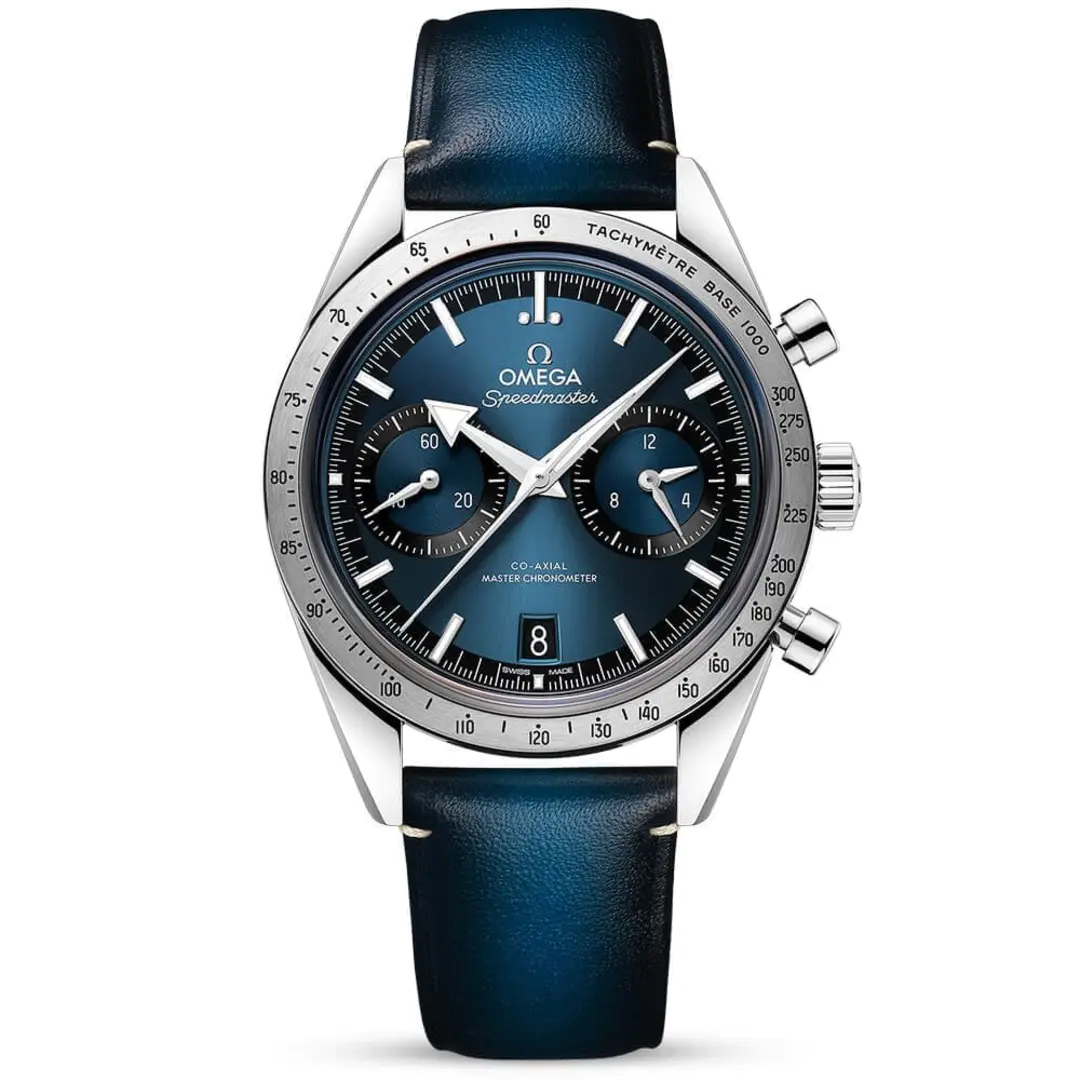OMEGA Speedmaster '57 40.5mm Blue Dial Chronograph Leather Strap Watch