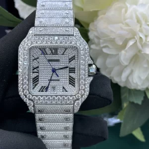 Cartier Santos Large 40mm WSSA0018 Iced Out 29.28 CT