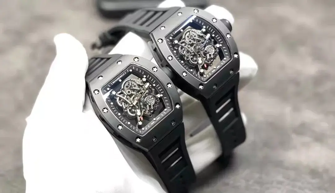 RM055 Skeleton Black Rubber Strap 42mm - Image 5