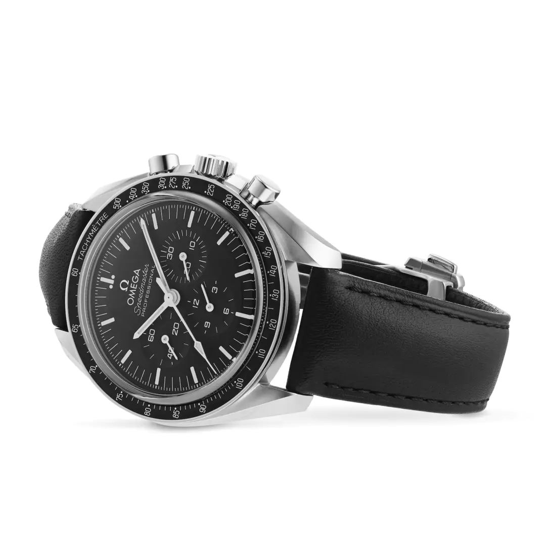 OMEGA Speedmaster Moonwatch 42mm Men's Leather Strap Chronograph Watch - Image 6