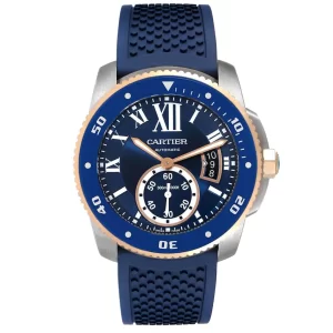 c1108b9a3b9e4589b43293d6502320cd CARTIER CALIBRE ROSE GOLD MIX BLUE 42mm
