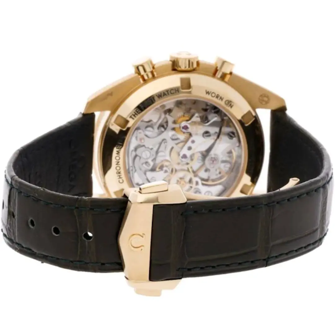 OMEGA Speedmaster Moonwatch 18ct Moonshine Gold Green Dial Strap Watch - Image 6
