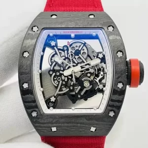 RM055 Skeleton Red Canvas Strap 42mm