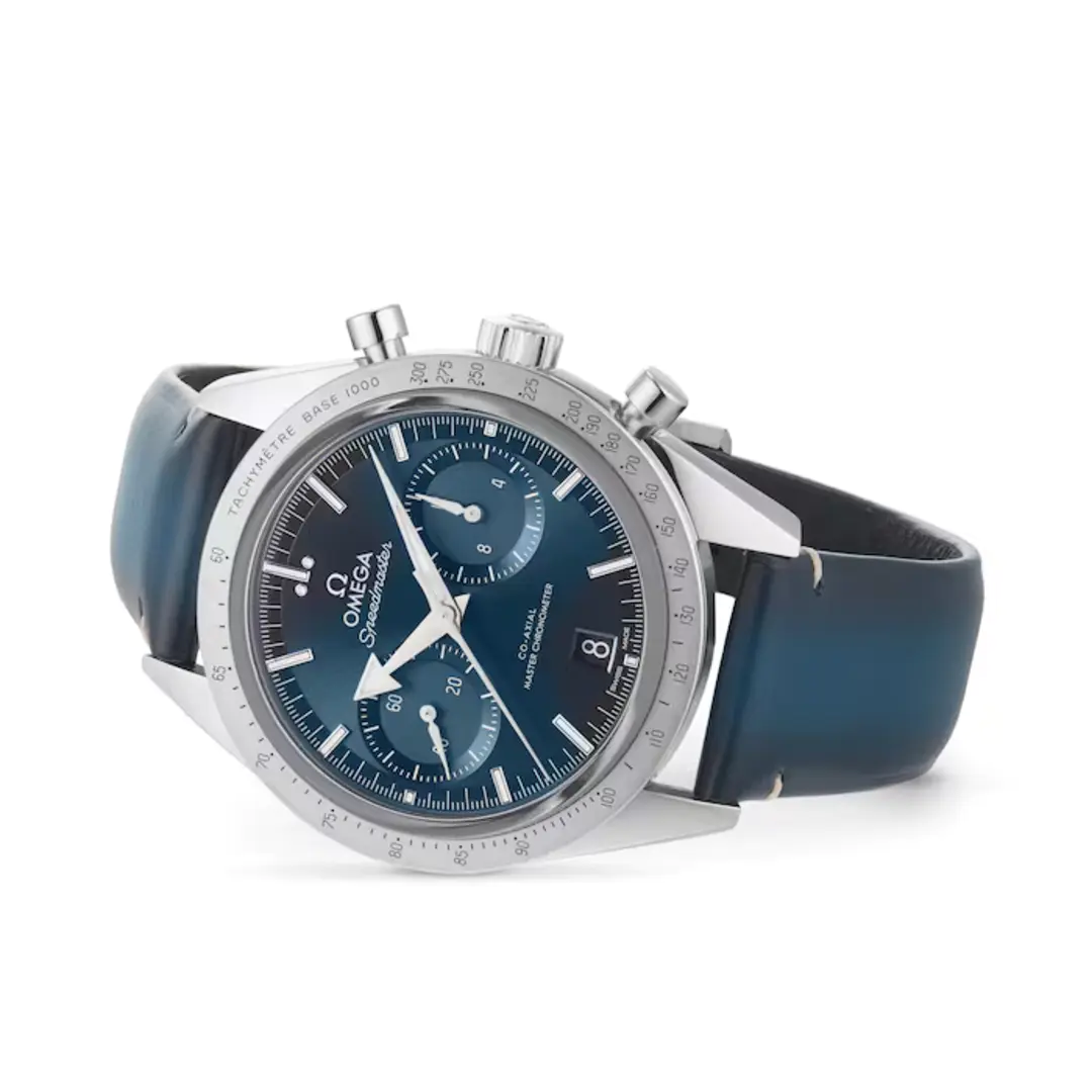 OMEGA Speedmaster '57 40.5mm Blue Dial Chronograph Leather Strap Watch - Image 9